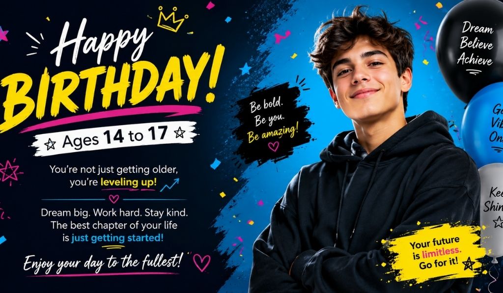 Birthday Wishes for a Teenager — Ages 14 to 17 🔥