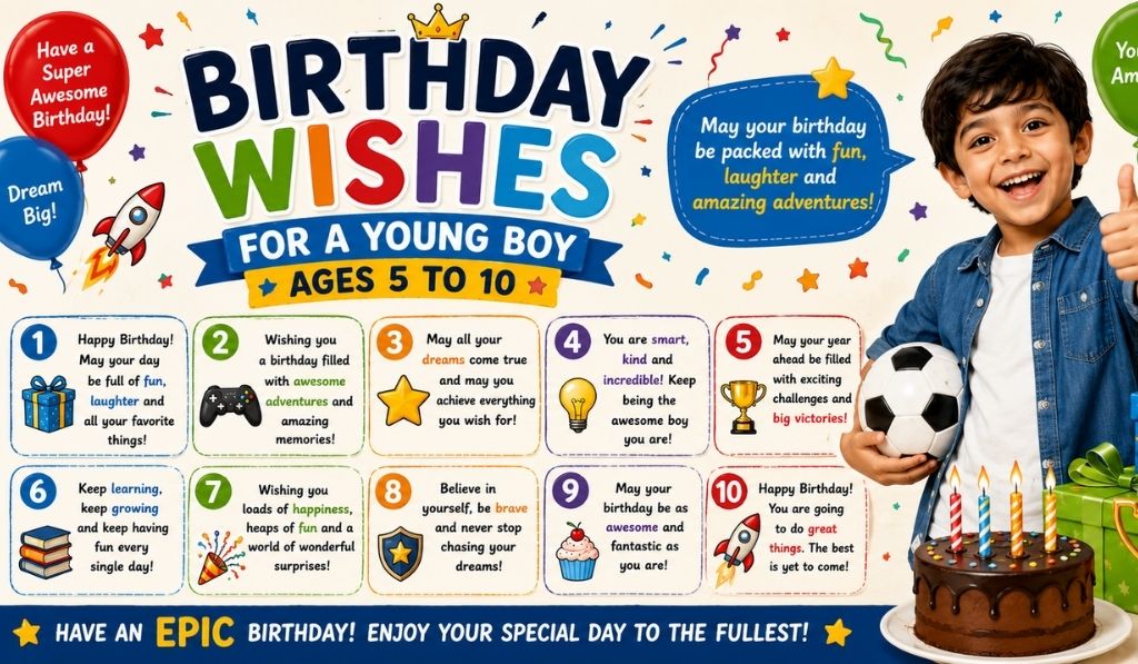 Birthday Wishes for a Young Boy — Ages 5 to 10 🎈