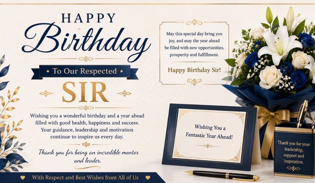 Birthday wishes for sir in a card (formal group setting)