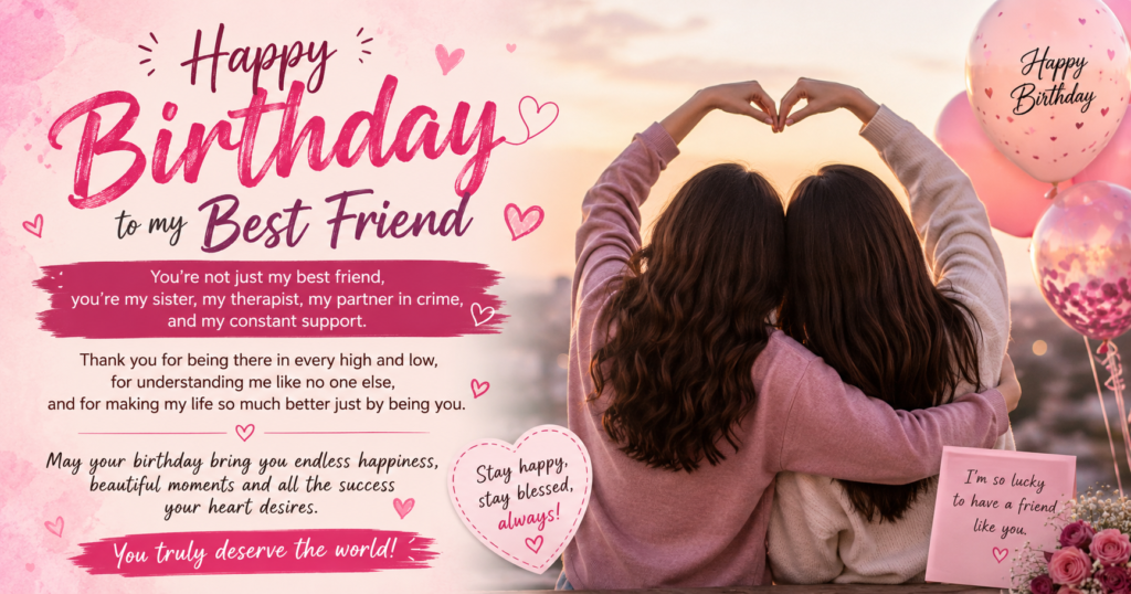 💖 1. Heart Touching Birthday Wishes for Best Friend Girl