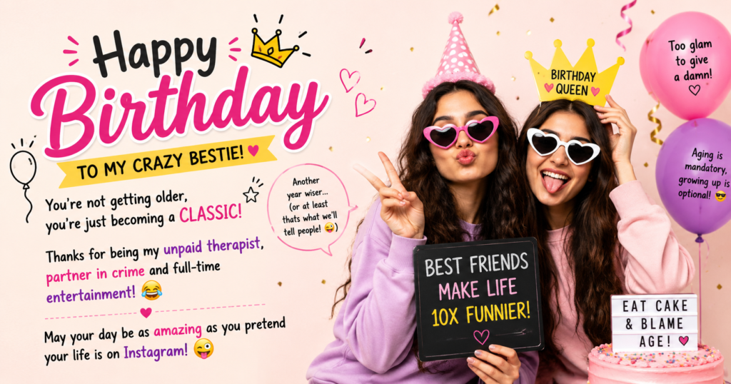 Funny Birthday Wishes for Best Friend Girl