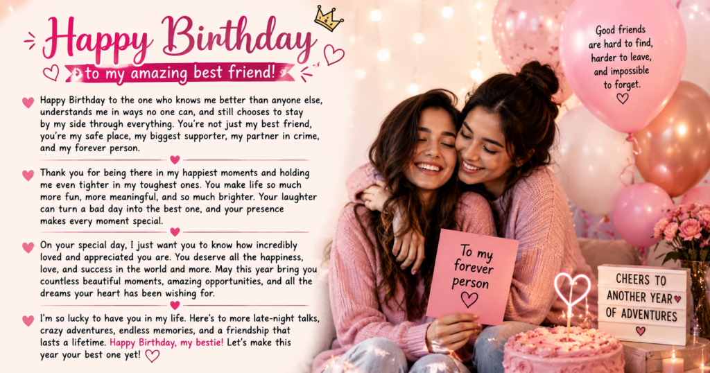 Long Birthday Paragraphs for Best Friend Girl