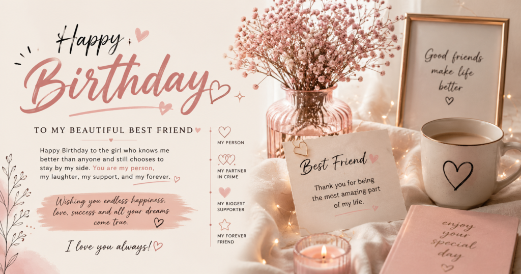 Stylish & Aesthetic Birthday Wishes for Best Friend Girl