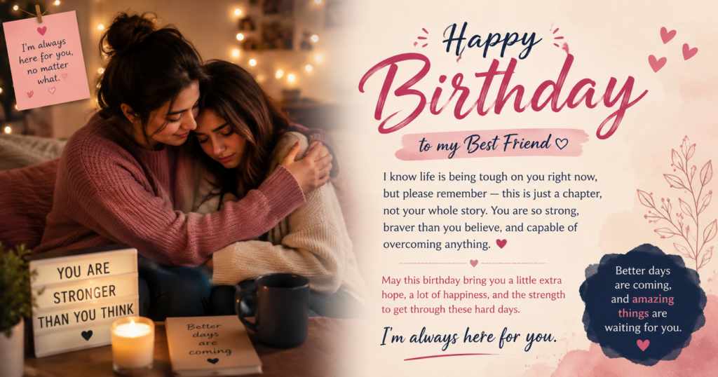 Birthday Wishes for Best Friend Girl in Difficult Times