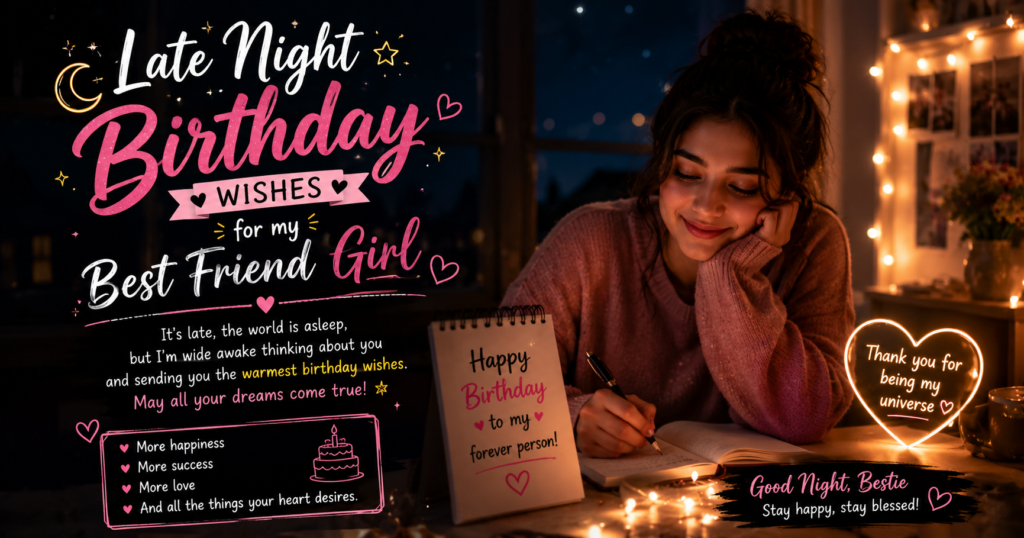 Late Night Birthday Wishes for Best Friend Girl