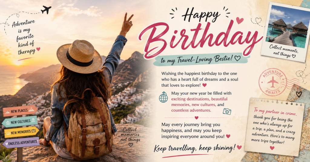 Birthday Wishes for Best Friend Girl Who Loves Travel