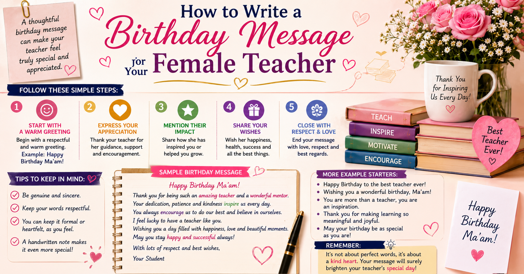 How to Write a Birthday Message for Your Female Teacher