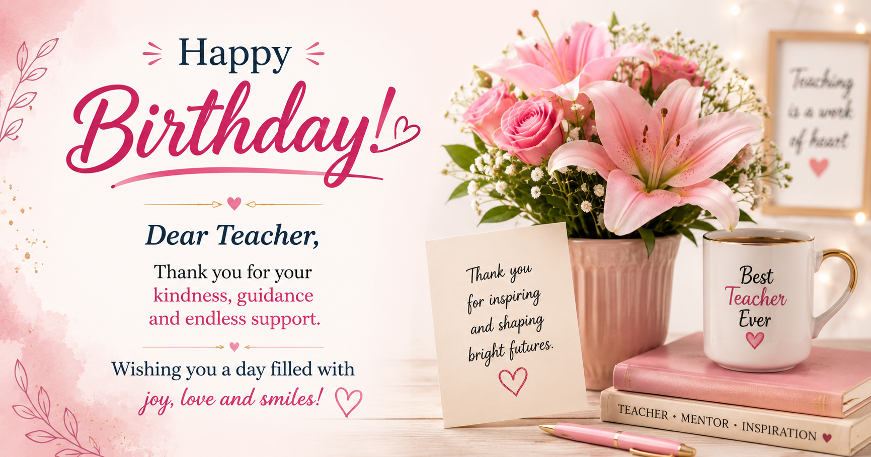 Short & Sweet Birthday Wishes for Female Teacher