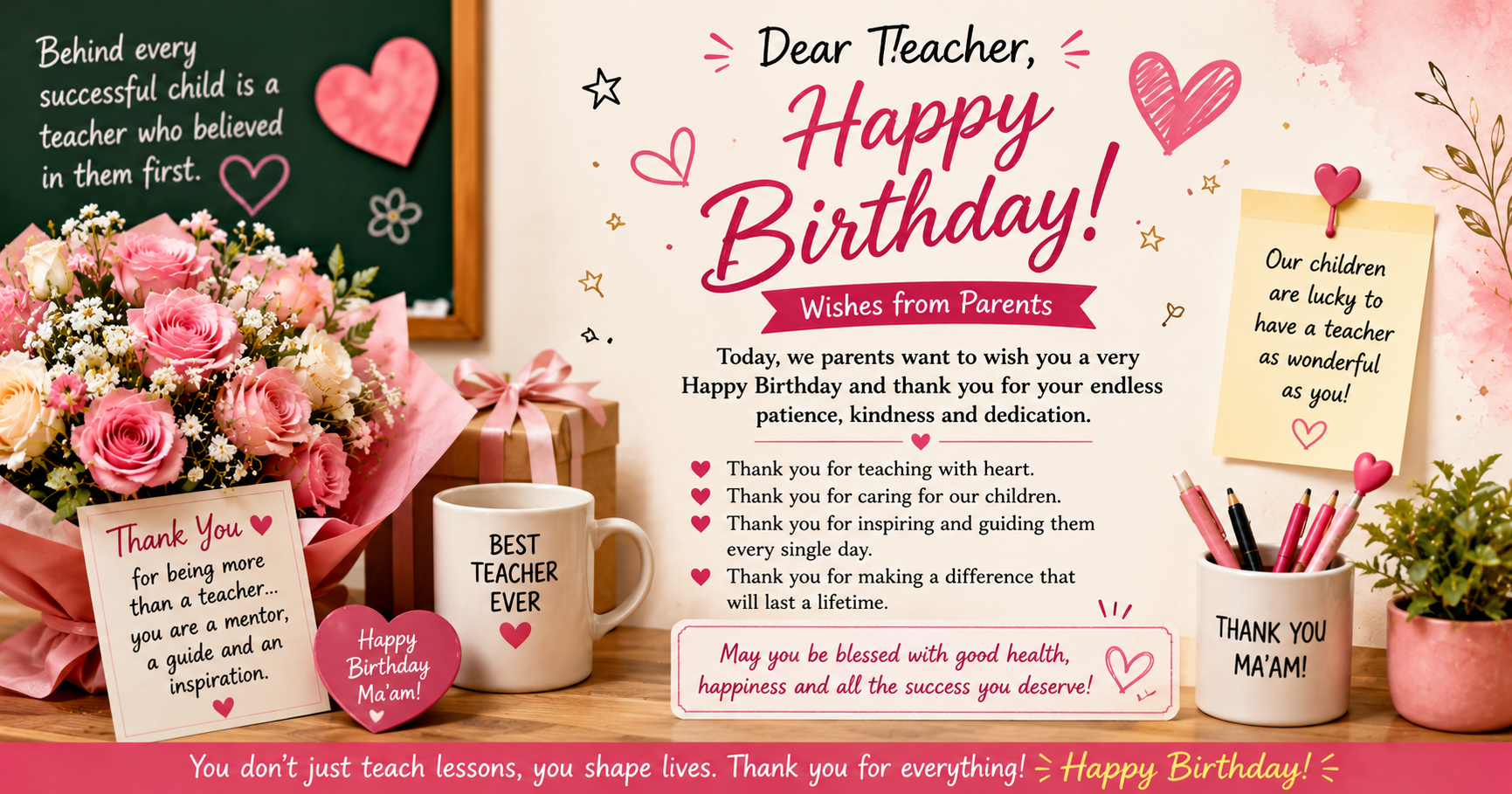 Birthday Wishes for Female Teacher from Parents