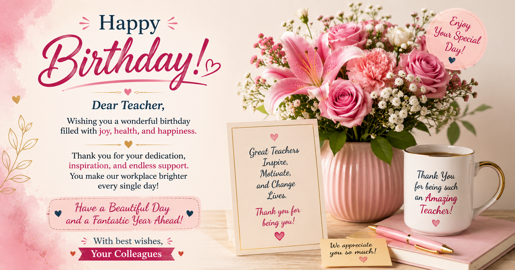 Birthday Wishes for Female Teacher from Colleagues