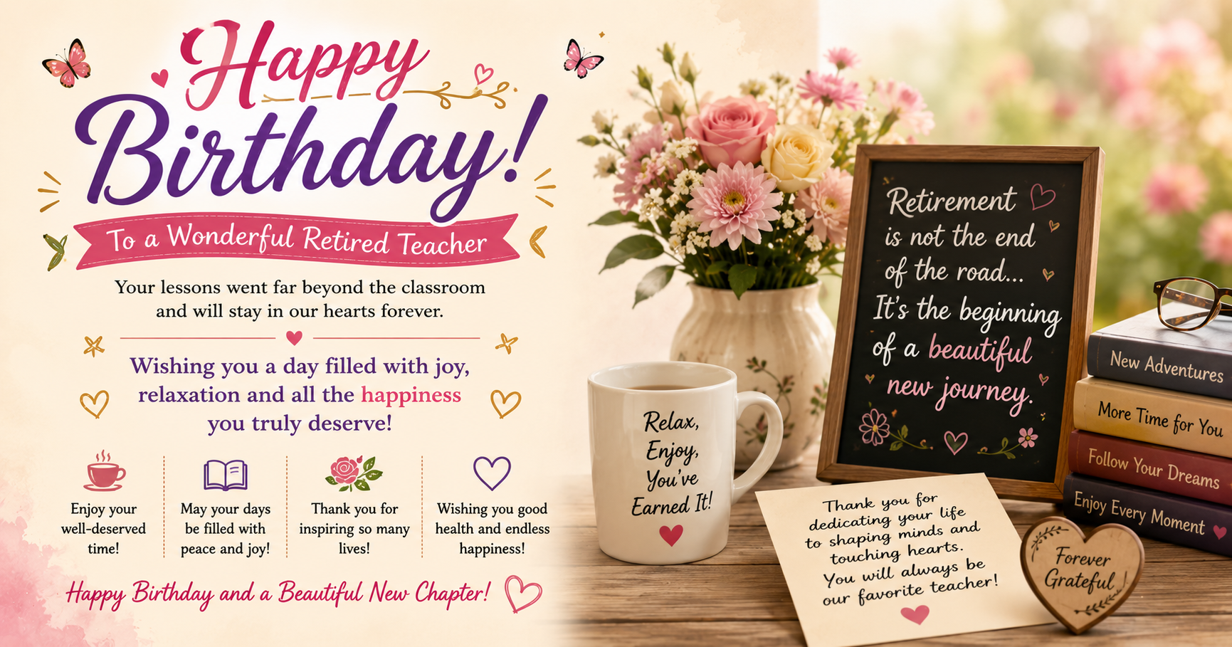Birthday Wishes for Retired Female Teacher