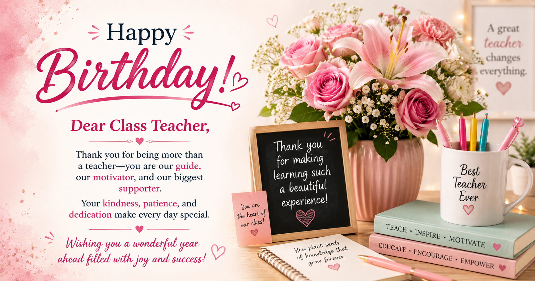 Birthday Wishes for Class Teacher (Female)