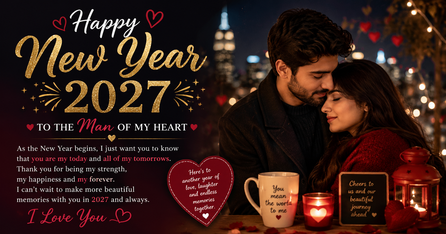 Romantic New Year Wishes 2027 for Him (Boyfriend / Husband)