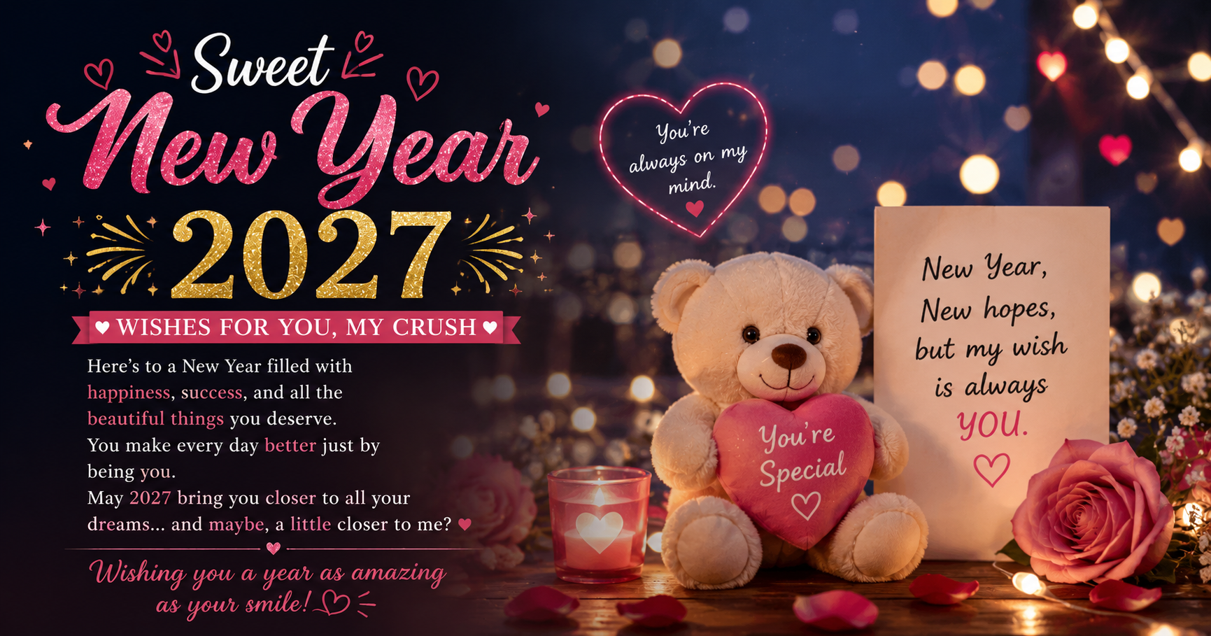 Sweet New Year 2027 Wishes for Your Crush