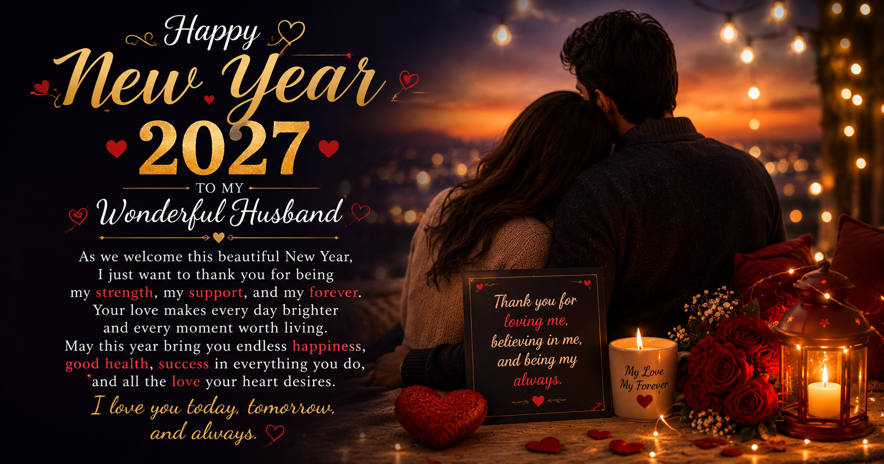New Year 2027 Wishes for Husband