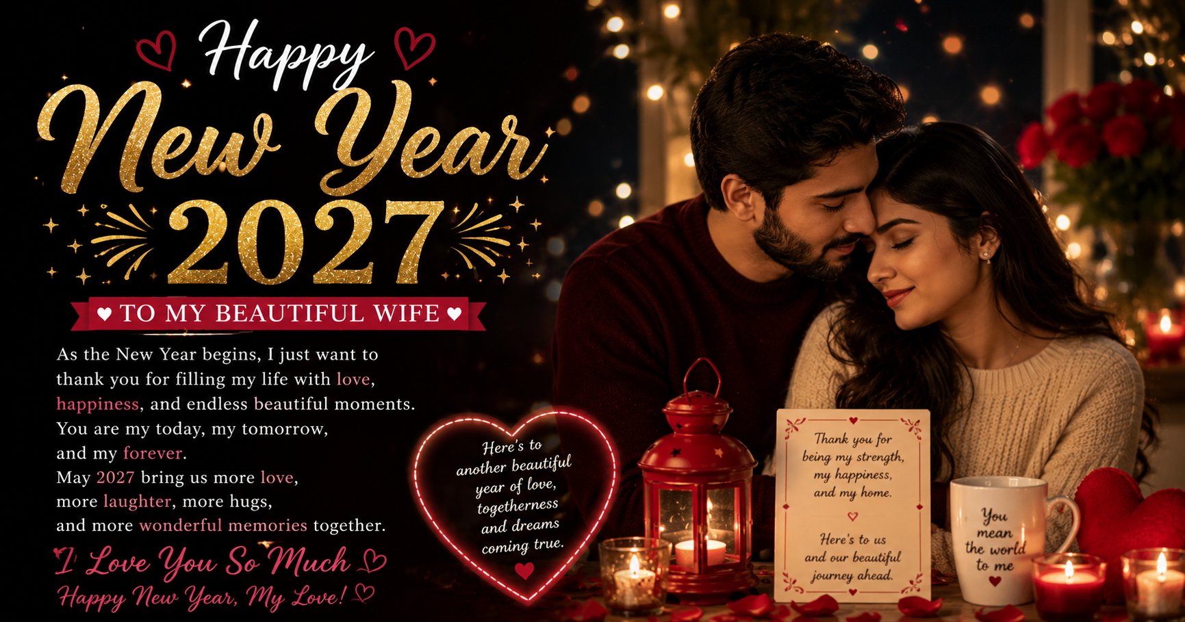 New Year 2027 Wishes for Wife