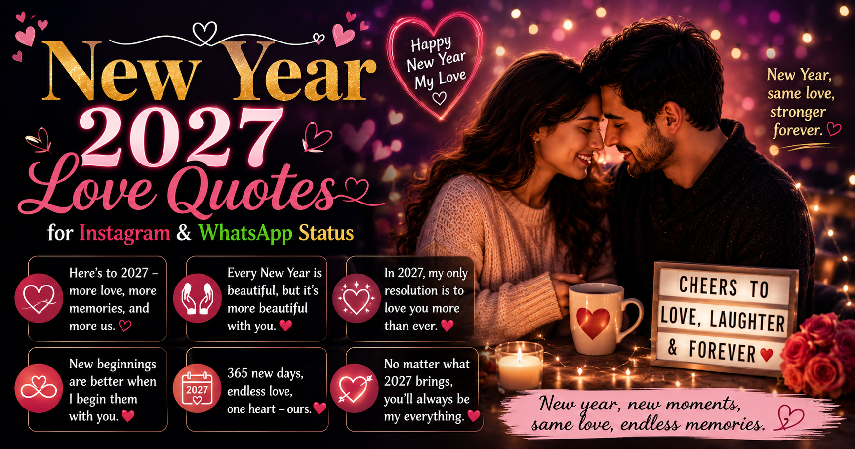New Year 2027 Love Quotes for Instagram & WhatsApp Status