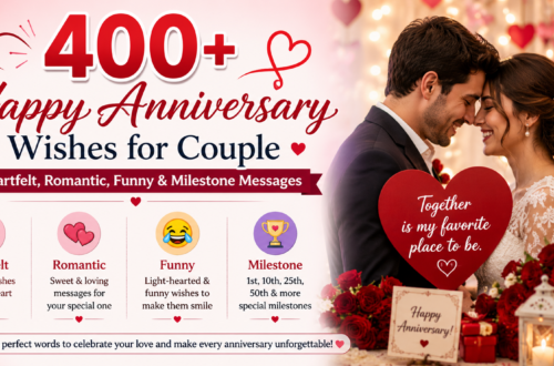 400+ Happy Anniversary Wishes for Couple — Heartfelt, Romantic, Funny & Milestone Messages