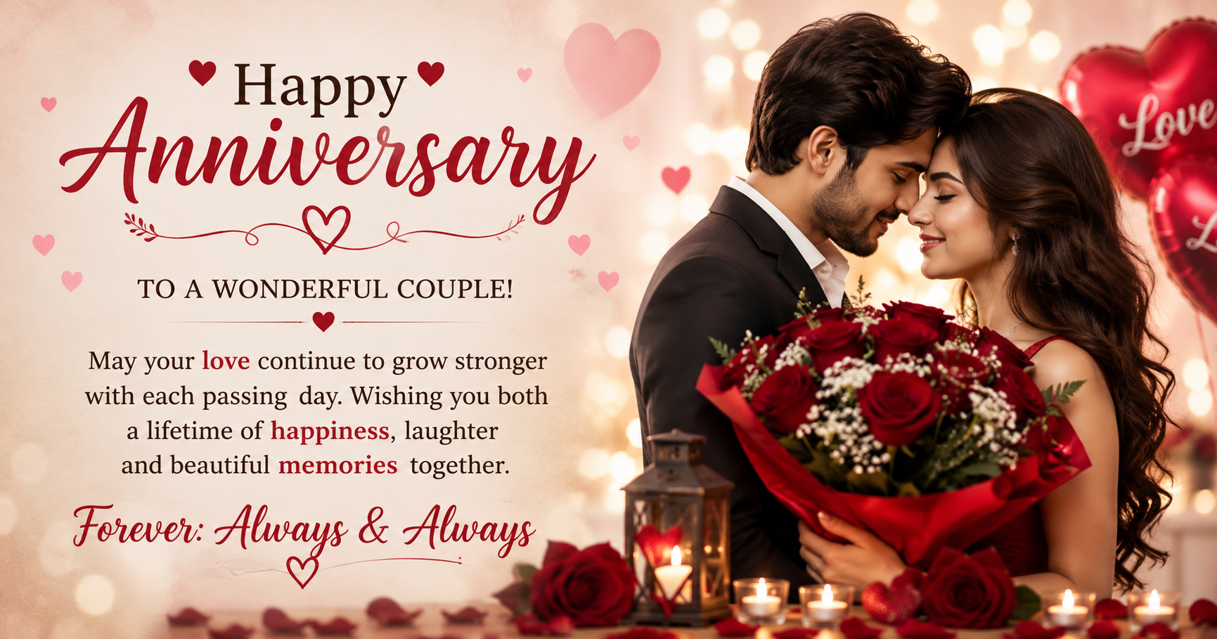Romantic Anniversary Wishes for Couples in Love