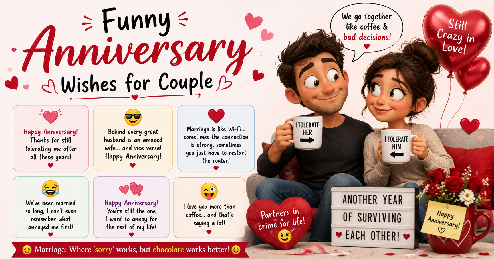 Funny Anniversary Wishes for Couple