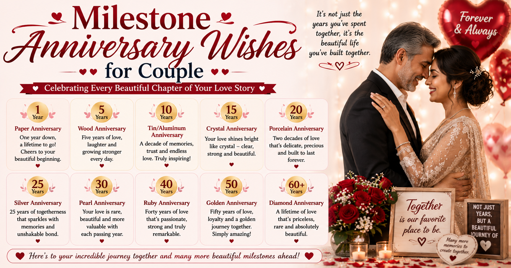 Milestone Anniversary Wishes for Couple