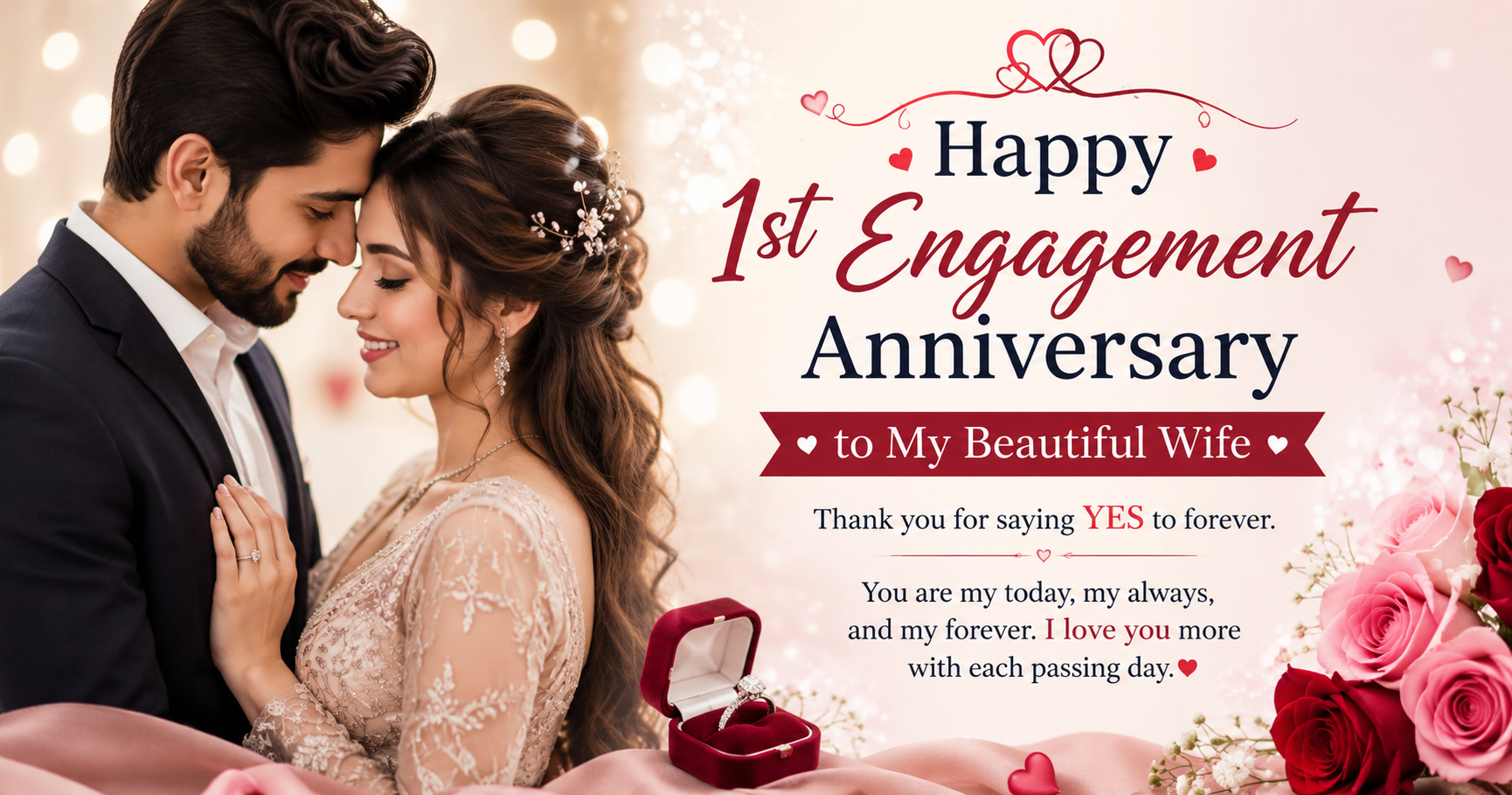 👰 Happy 1st Engagement Anniversary Wishes for Wife from Husband