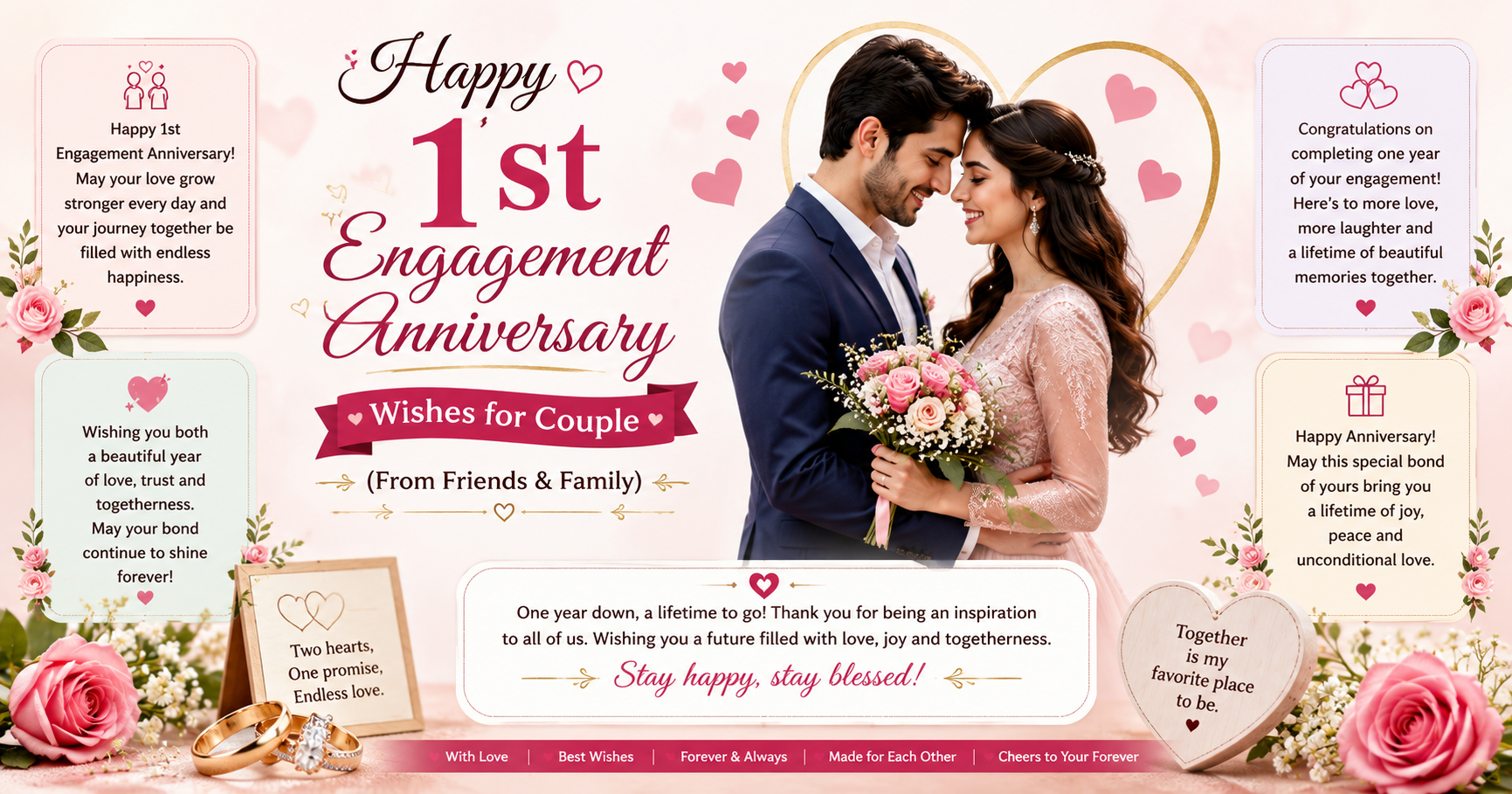 💑 Happy 1st Engagement Anniversary Wishes for Couple (From Friends & Family)