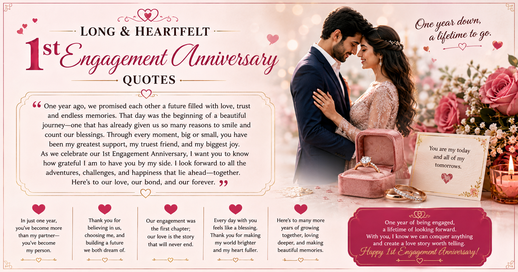 📜 Long & Heartfelt 1st Engagement Anniversary Quotes