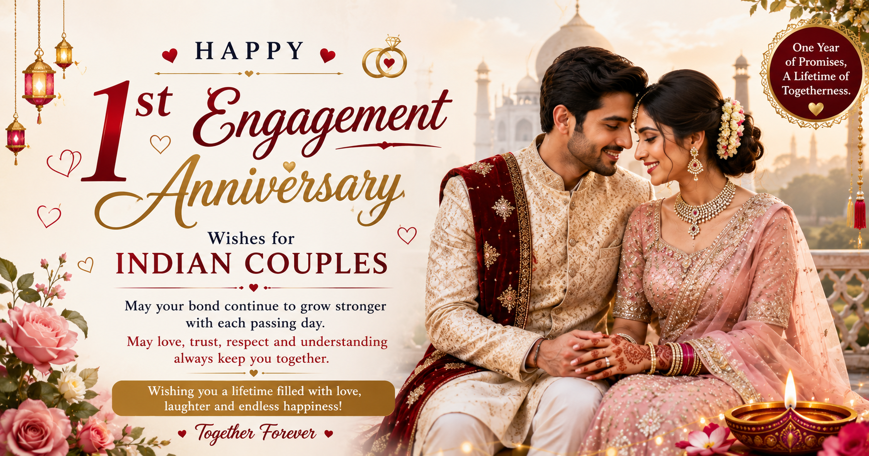 🌍 1st Engagement Anniversary Wishes for Indian Couples