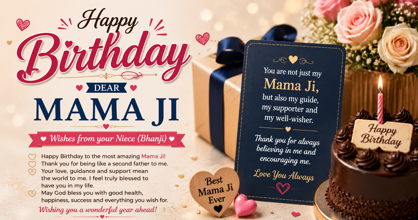 Birthday Wishes for Mama Ji from Niece (Bhanji)