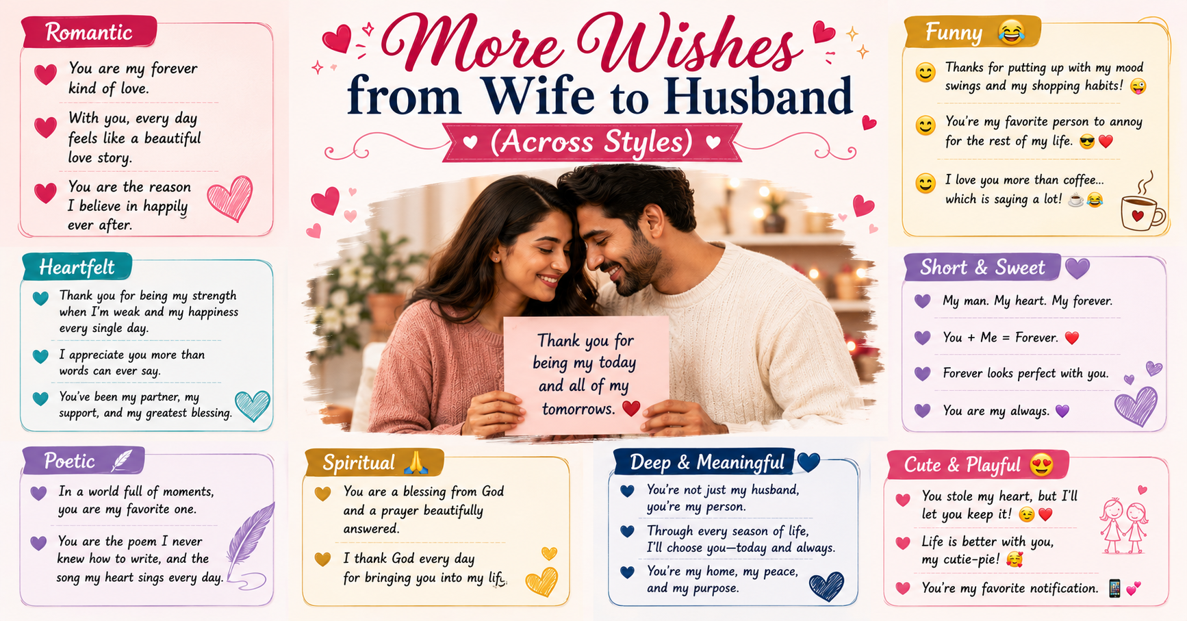 💑 More Wishes from Wife to Husband (Across Styles)