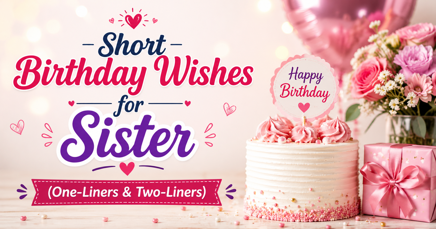 💌 Short Birthday Wishes for Sister (One-Liners & Two-Liners)