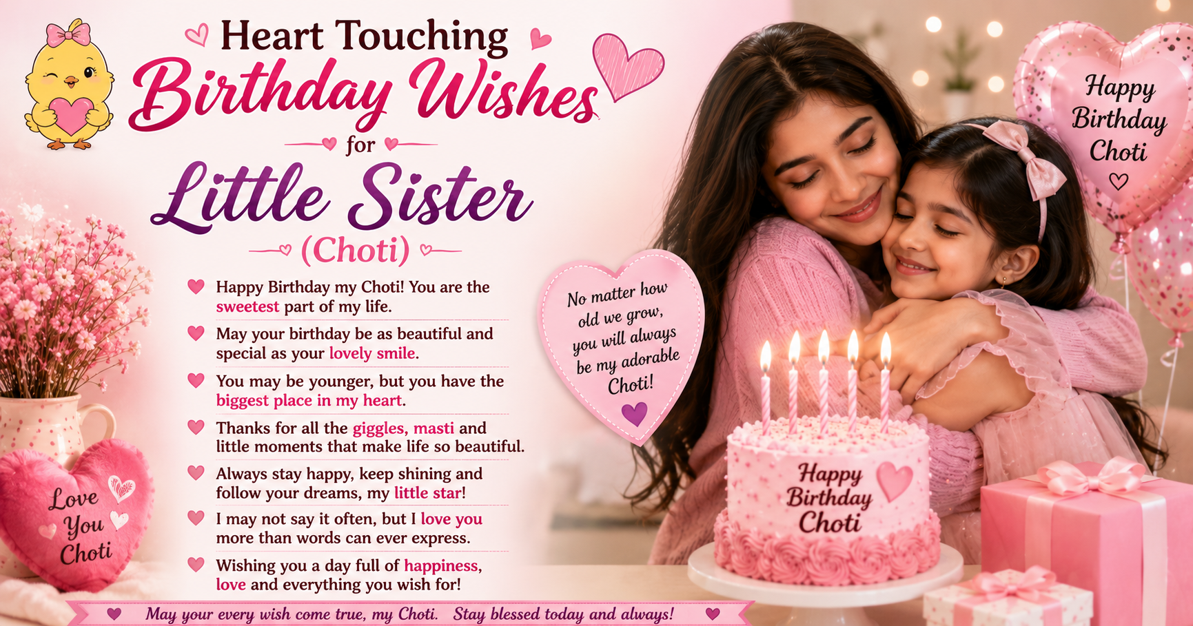🐣 Heart Touching Birthday Wishes for Little Sister (Choti)