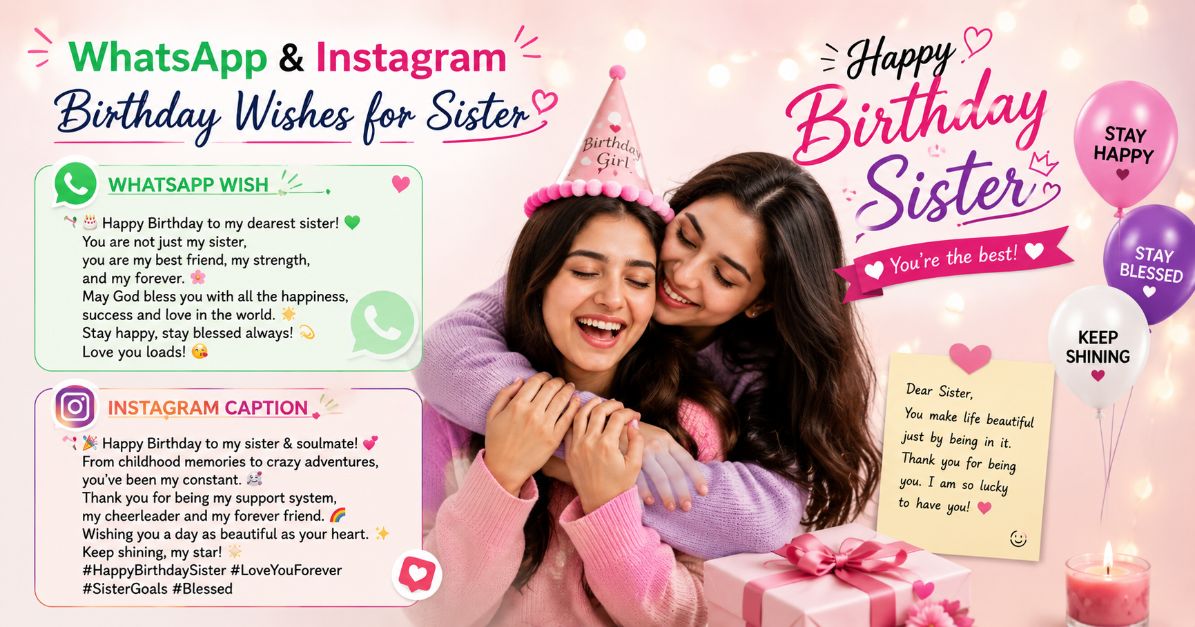 📱 WhatsApp & Instagram Birthday Wishes for Sister