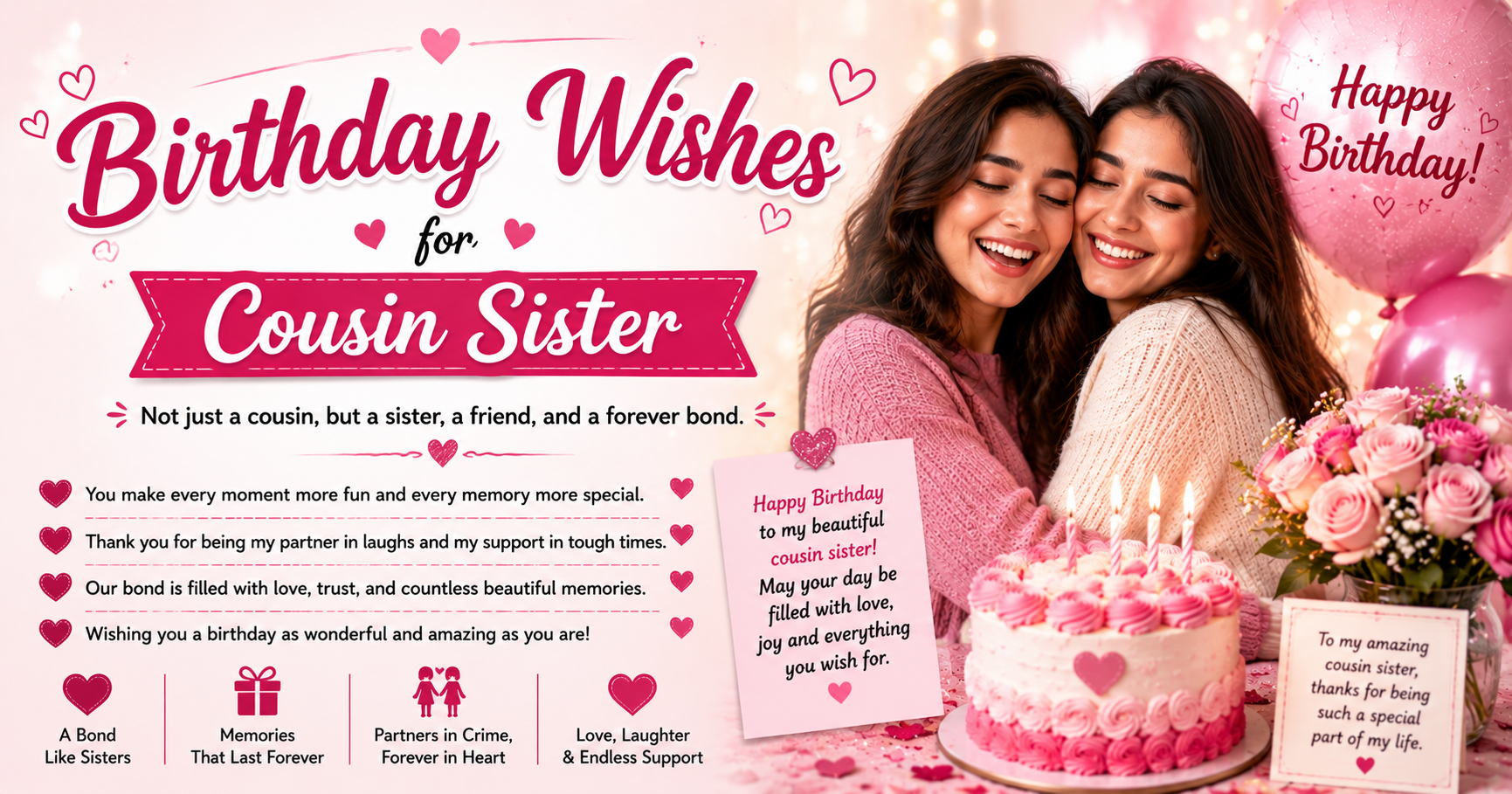 👭 Birthday Wishes for Cousin Sister