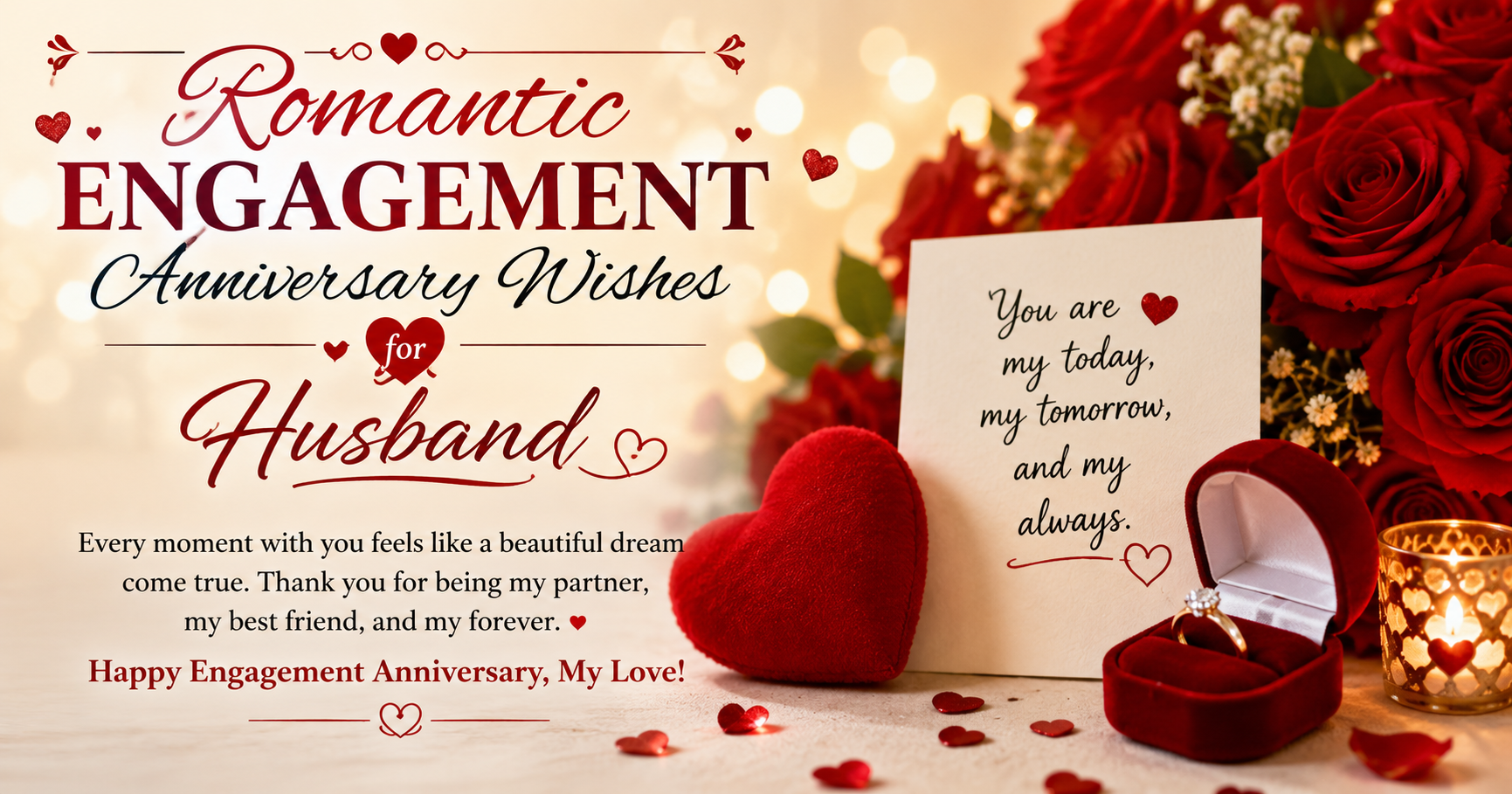 🌹 Romantic Engagement Anniversary Wishes for Husband