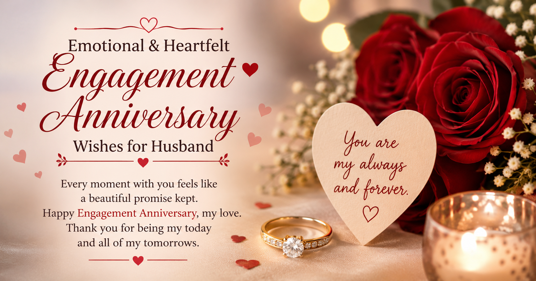 💌 Emotional & Heartfelt Engagement Anniversary Wishes for Husband