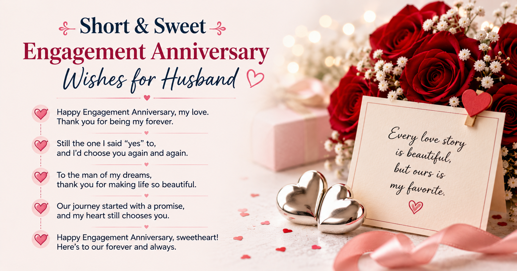 🎯 Short & Sweet Engagement Anniversary Wishes for Husband