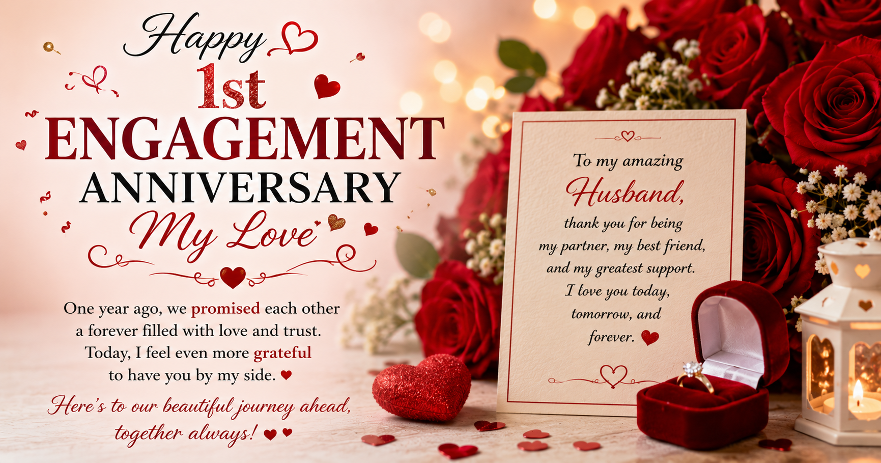 🎊 1st Engagement Anniversary Wishes for Husband