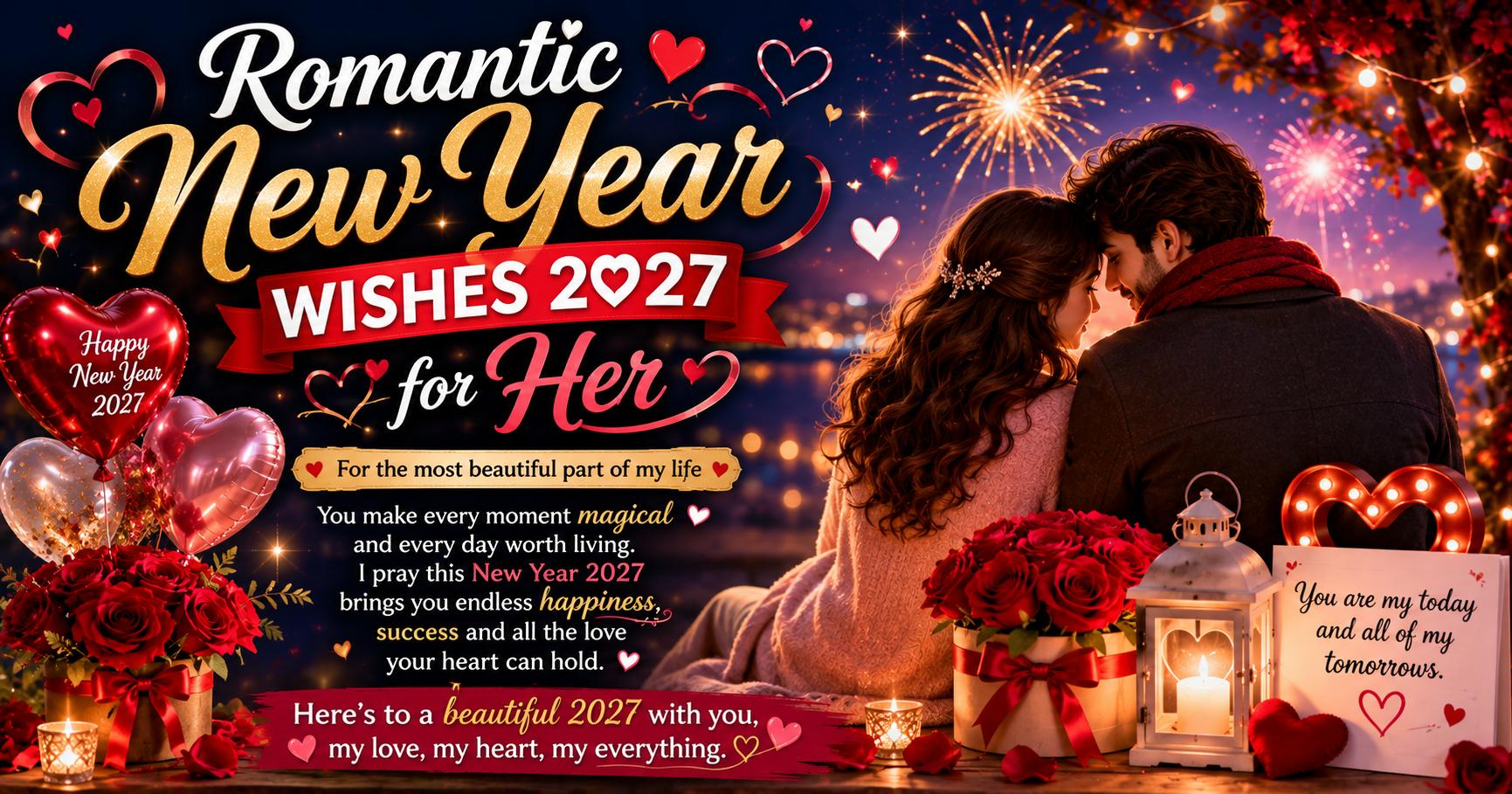 Romantic New Year Wishes 2027 for Her (Girlfriend / Wife)
