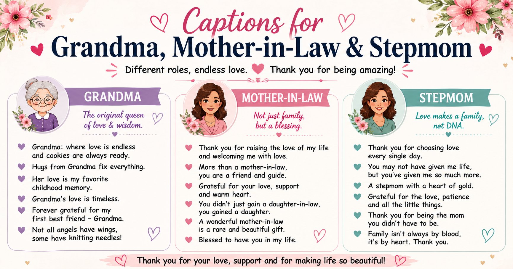 Captions for Grandma, Mother-in-Law & Stepmom