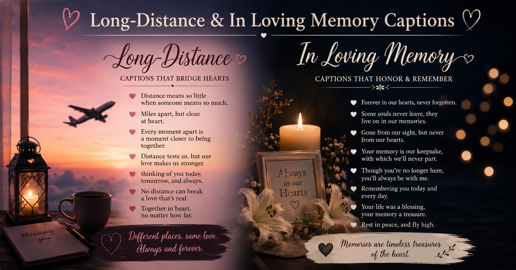 Long-Distance & In Loving Memory Captions