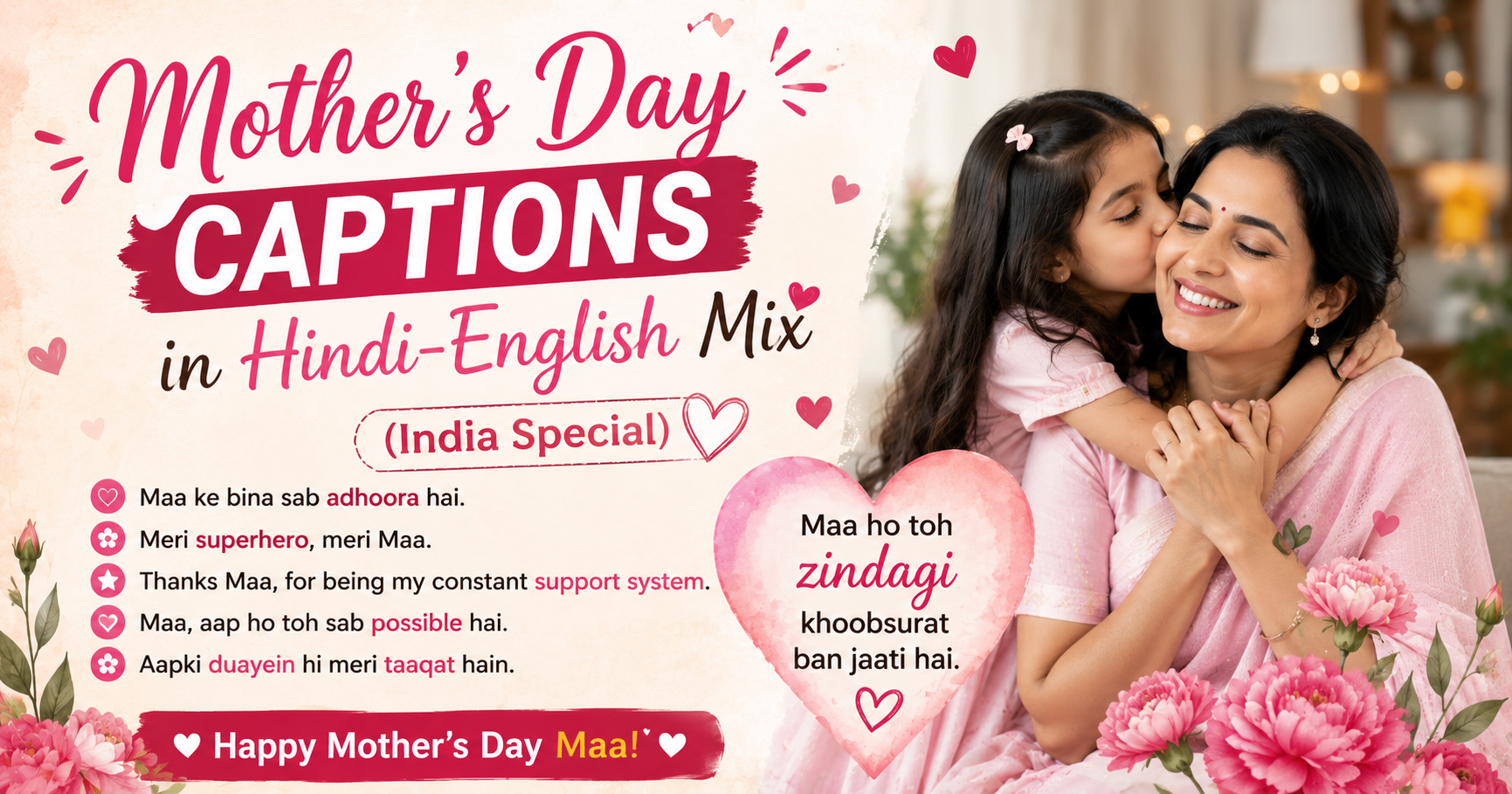 Mother's Day Captions in Hindi-English Mix (India Special)