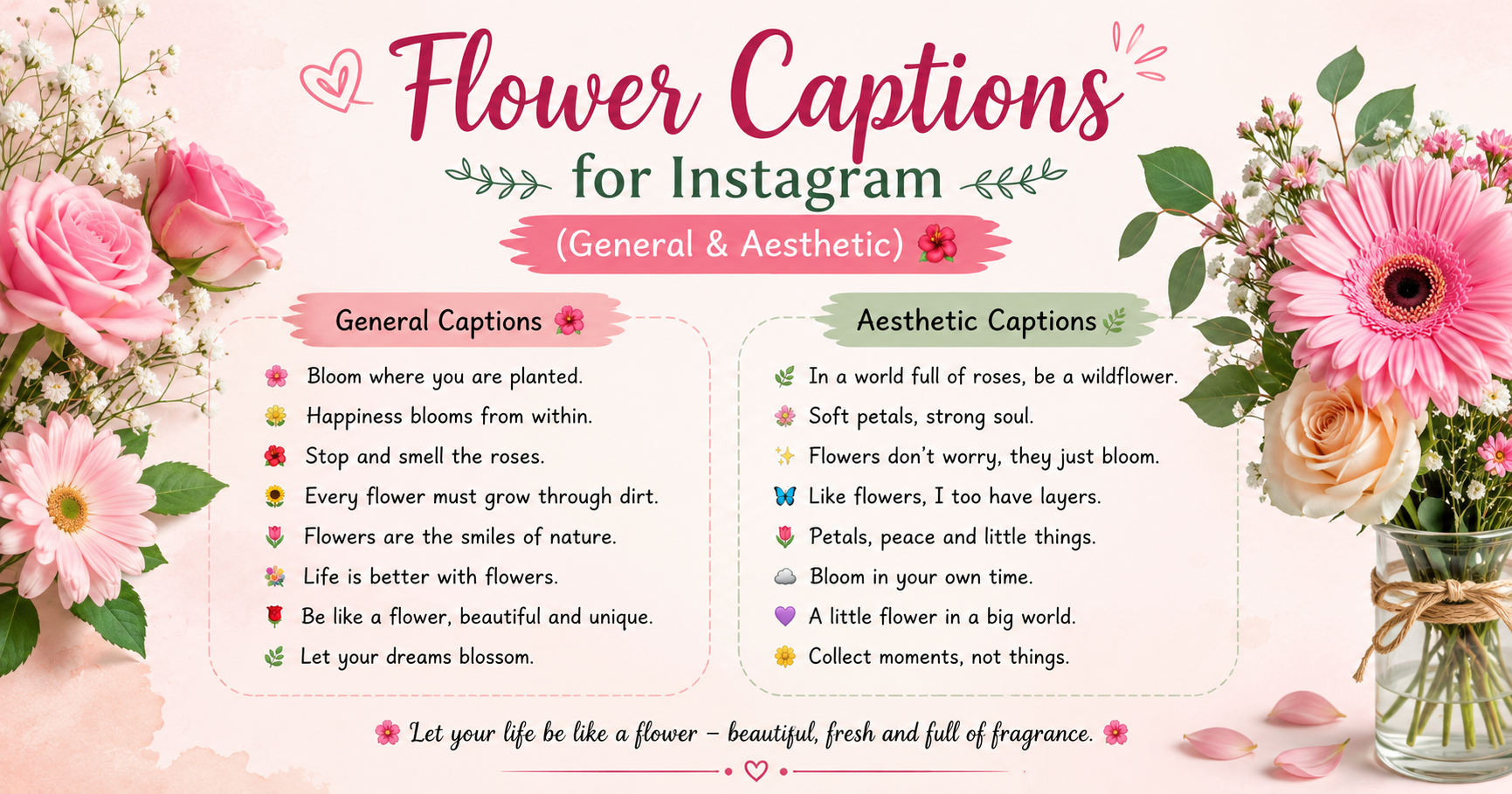 Flower Captions for Instagram (General & Aesthetic) 🌺