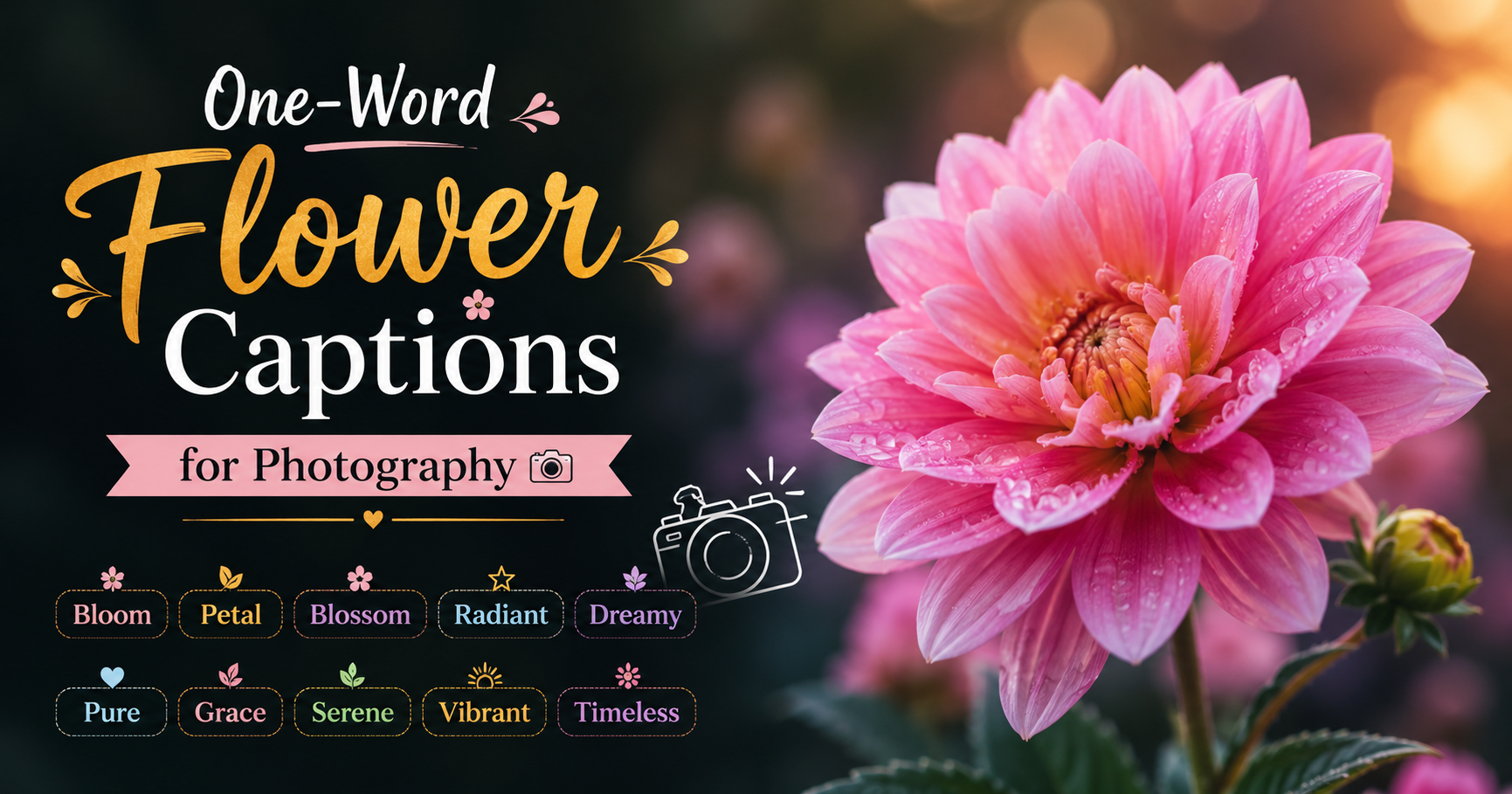 One-Word Flower Captions for Photography 📸