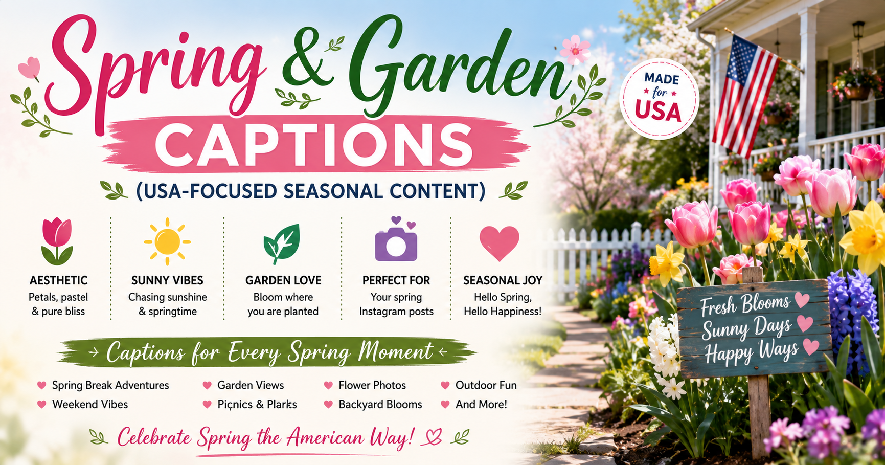 Spring & Garden Captions (USA-Focused Seasonal Content) 🌷