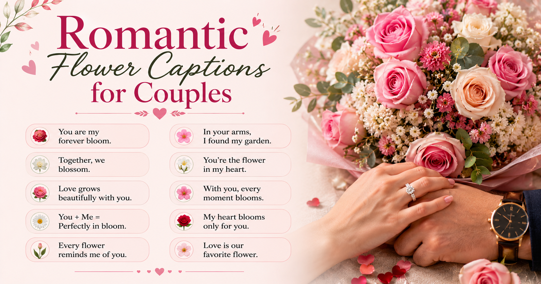 Romantic Flower Captions for Couples 💕