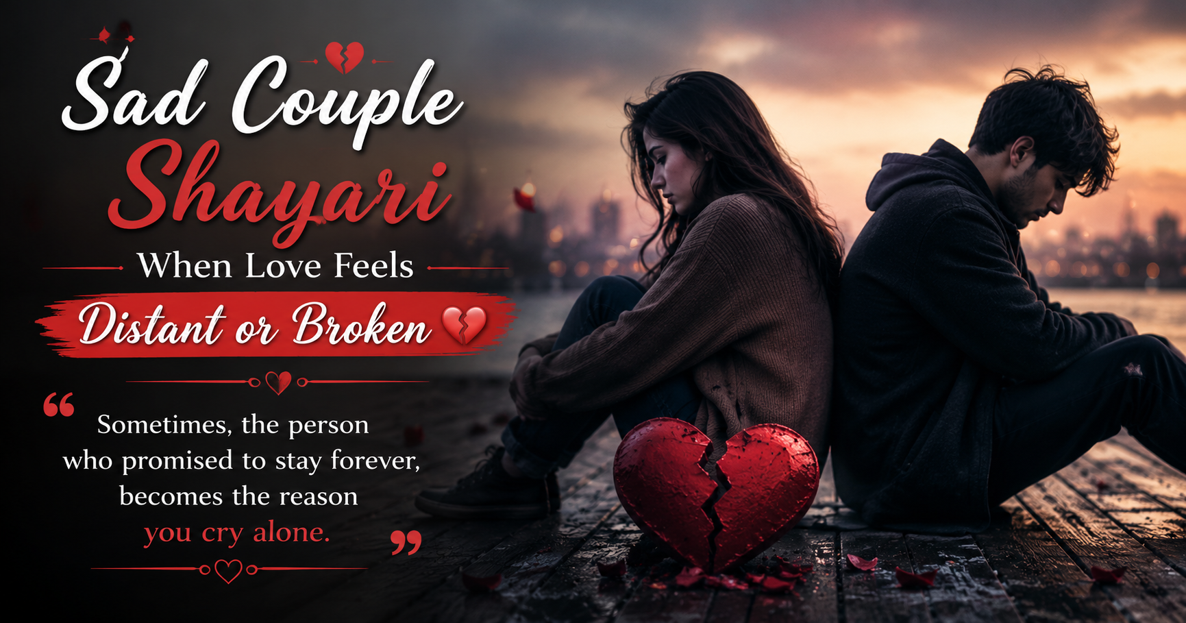 Sad Couple Shayari – When Love Feels Distant or Broken 💔