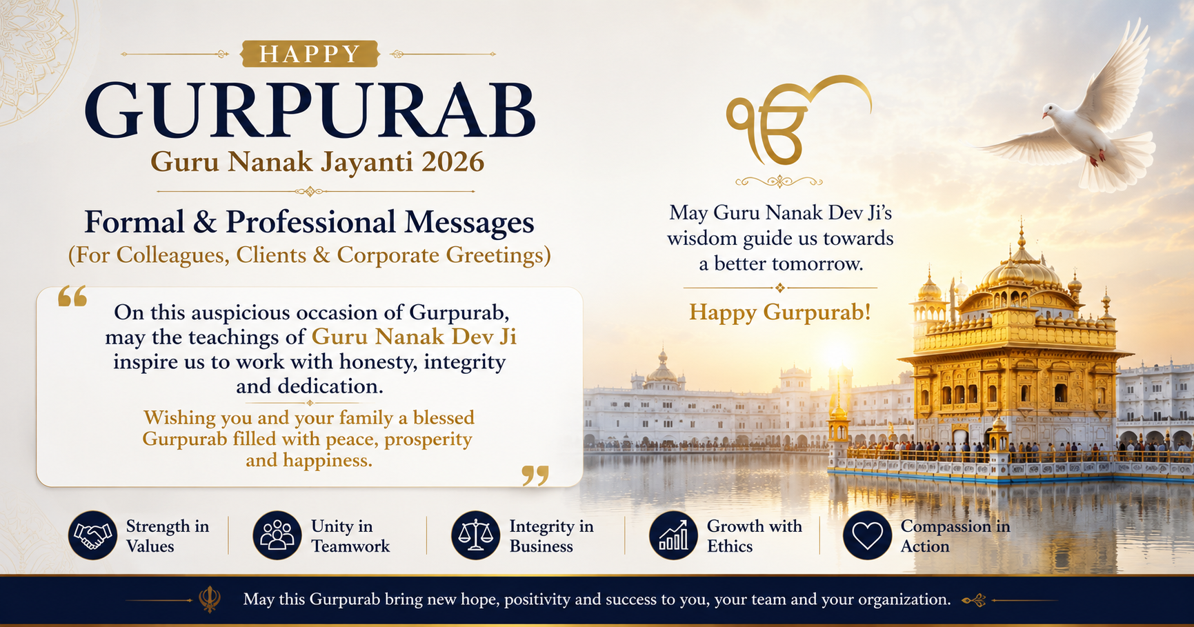 ๐๏ธ Formal & Professional Gurpurab Messages (For Colleagues, Clients & Corporate Greetings)