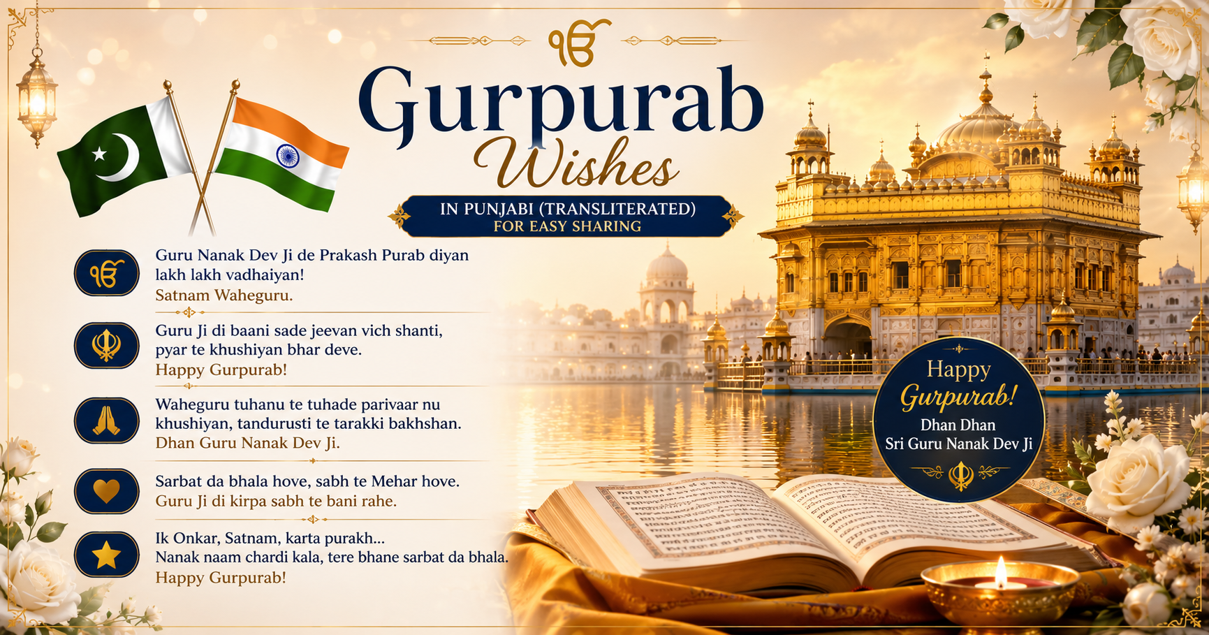 ๐ต๐ฐ๐ฎ๐ณ Gurpurab Wishes in Punjabi (Transliterated for Easy Sharing)